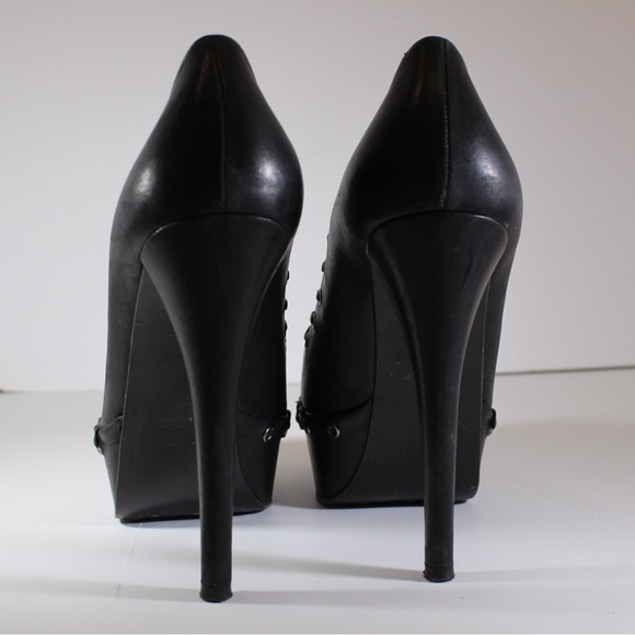 STUART WEITZMAN Black Platform Stiletto High Heel Genuine Leather Lace Detail 8 - Picture 5 of 12